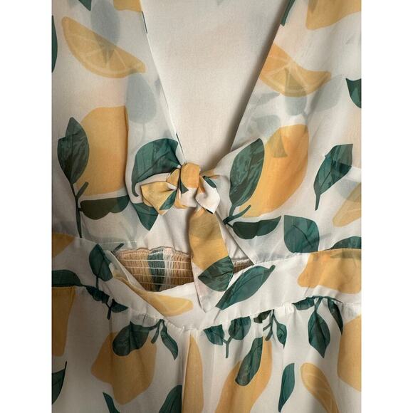 Pink Lily Women’s Lemon Romper size XL cutout front tie with stretch waist NWOT - Picture 6 of 6